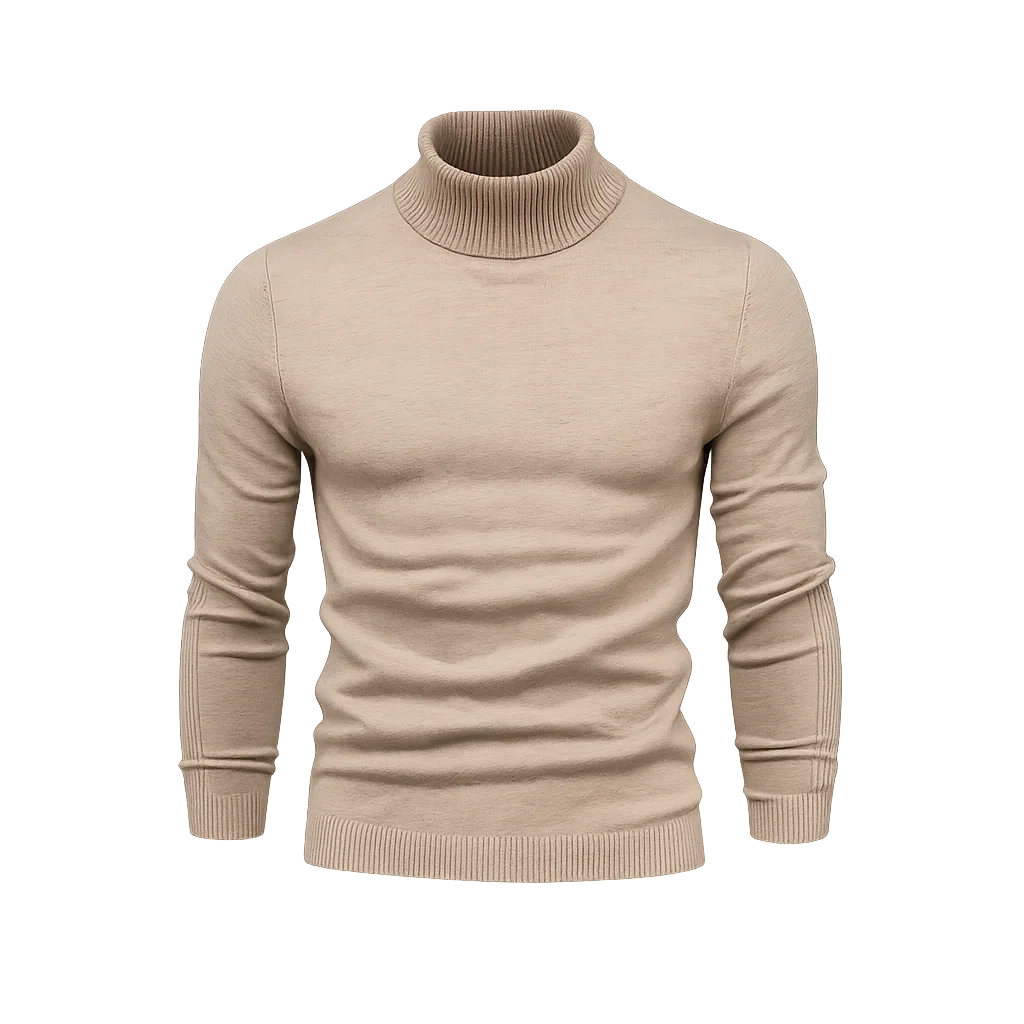 Turtleneck Cable-Knit Wool Knit Sweater